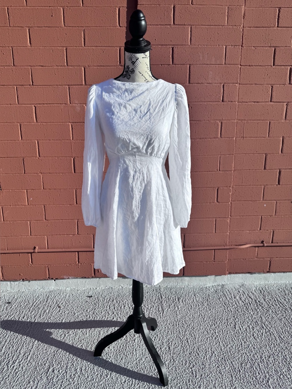 DISSH Linen Backless Midi Dress In White Size 8 in EUC